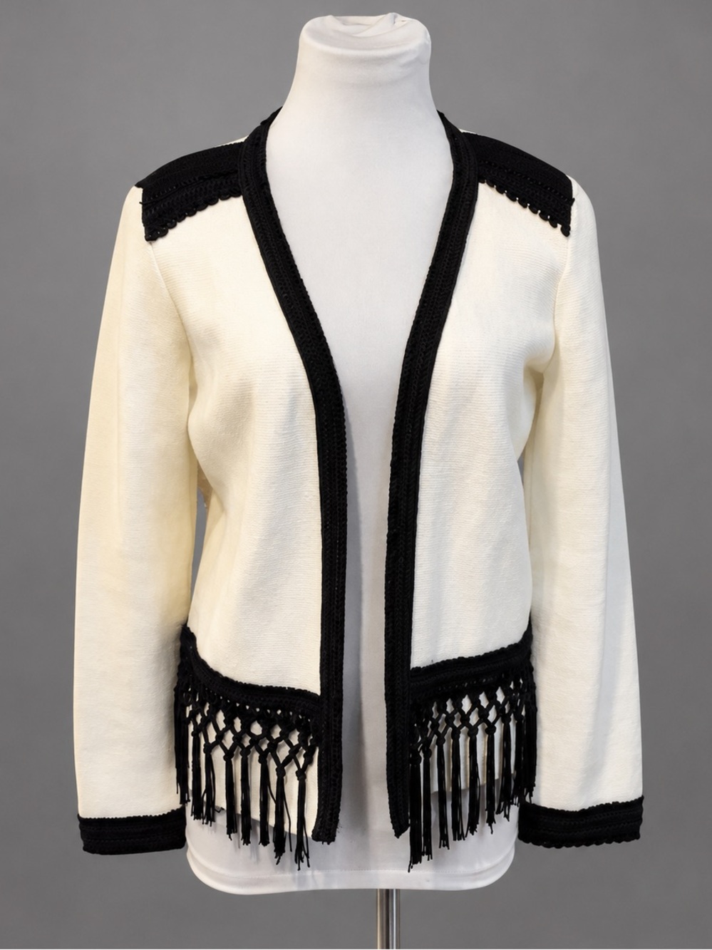 Chico's Winter White Fringe Cardigan Jacket